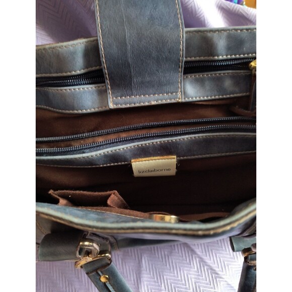 Liz Claiborne Blue Handbag Gold Hardware - Picture 4 of 7